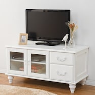 フレンチアンティーク調ホワイトシャビー テレビ台(ローボード幅88cm)