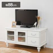 フレンチアンティーク調ホワイトシャビー テレビ台(ローボード幅88cm)