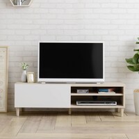 フラットなフォルムのテレビ台 (ローボード 幅118cm アイボリー)