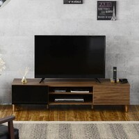 フラットなフォルムのテレビ台 (ローボード 幅148cm ブラウン)