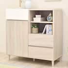 フラットなフォルムのキャビネット (幅89cm アイボリー) 1枚目画像