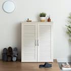 ルーバー扉シューズボックス 幅75cm(TB WH) 1枚目画像