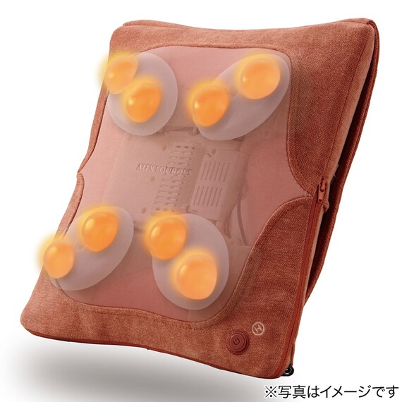 薄型プレミアムマッサージクッション ダブルもみ(オレンジブラウン) 3枚目画像