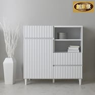 なめらかな波型のキャビネット(幅89cm WH)