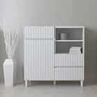 なめらかな波型のキャビネット (幅89cm WH) 1枚目画像