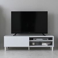 なめらかな波型のテレビ台 (ローボード幅118cm WH)