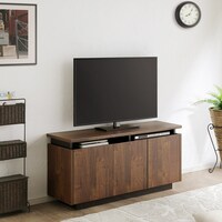 シンプルデザインのミドルテレビボード (幅122cm 木目BR)