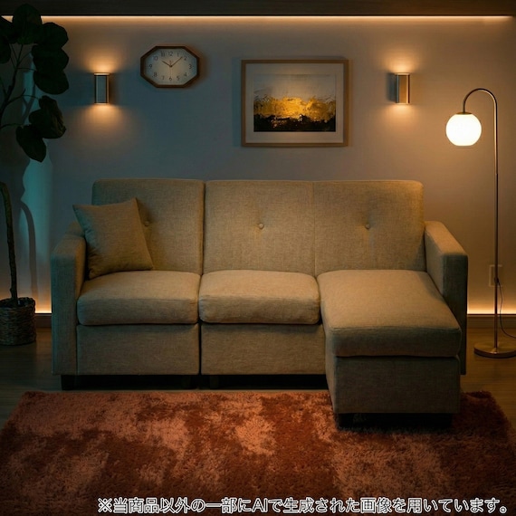 コンパクトポケットコイルカウチソファ 布張りタイプ (M-155 BE) 21枚目画像