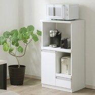 家電&収納たっぷりレンジボード (扉タイプ 幅57.5cm WH)【期間限定価格:11/28~1/5まで】