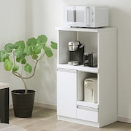 家電&収納たっぷりレンジボード (扉タイプ 幅57.5cm WH)【期間限定価格:11/28~1/5まで】