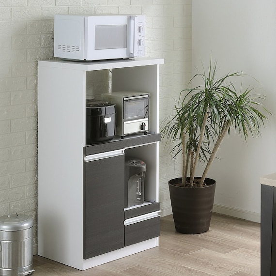 家電&収納たっぷりレンジボード (扉タイプ 幅57.5cm DBR) 1枚目画像