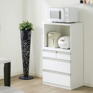 家電&収納たっぷりレンジボード (引出しタイプ 幅57.5cm WH)