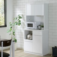 鏡面仕様のキッチンボード (幅80cm WH)