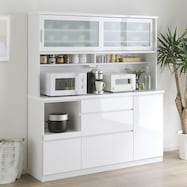 鏡面仕様のキッチンボード 引戸タイプ (幅159.5cm)