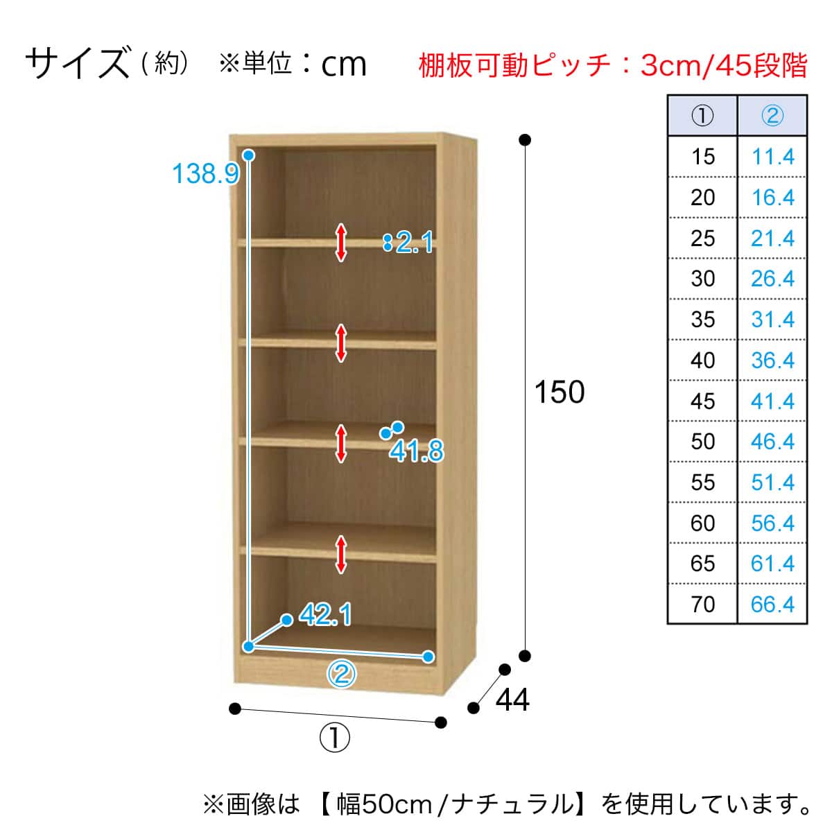 セミオーダーラック 奥行44cm (幅65×高さ150cm NA) | ニトリネット