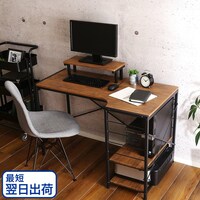 ヴィンテージテイストのL型天板デスク LBK (WAL)