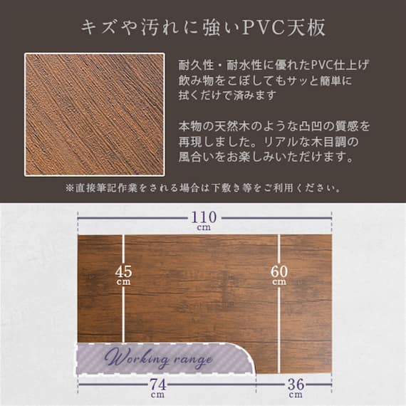 ヴィンテージテイストのL型天板デスク LBK (WAL) 5枚目画像