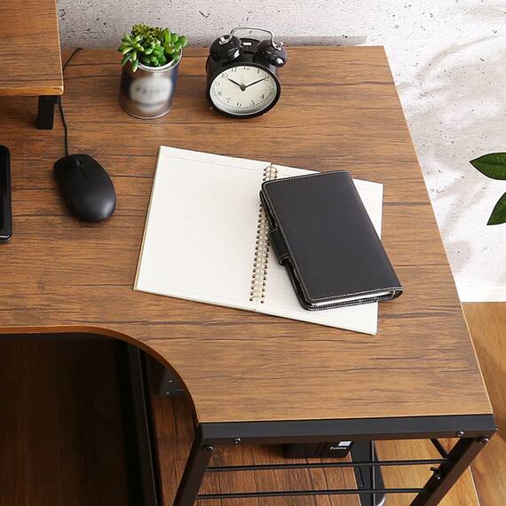 ヴィンテージテイストのL型天板デスク LBK (WAL) 14枚目画像