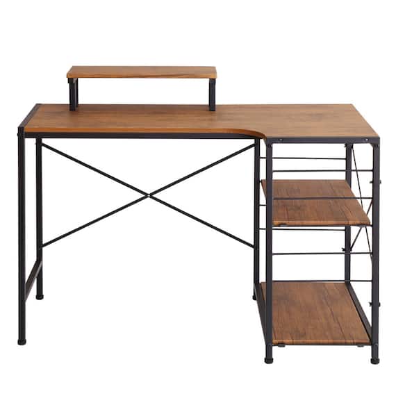 ヴィンテージテイストのL型天板デスク LBK (WAL) 15枚目画像