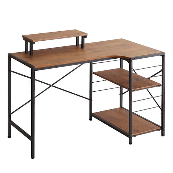 ヴィンテージテイストのL型天板デスク LBK (WAL) 16枚目画像