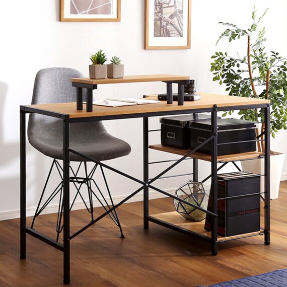 ヴィンテージテイストのL型天板デスク LBK (NA) 2枚目画像