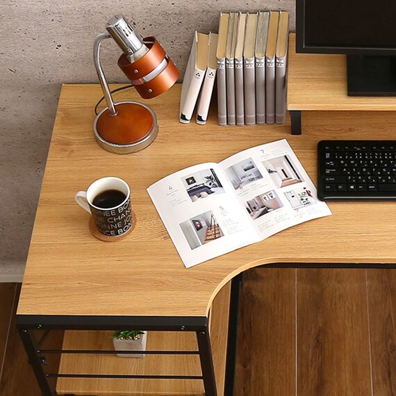 ヴィンテージテイストのL型天板デスク LBK (NA) 15枚目画像