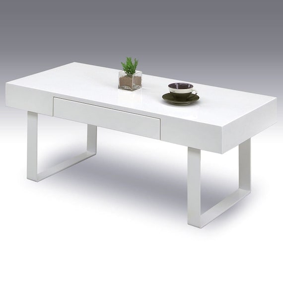 エナメル鏡面仕様のセンターテーブル (引き出し付き) 1枚目画像