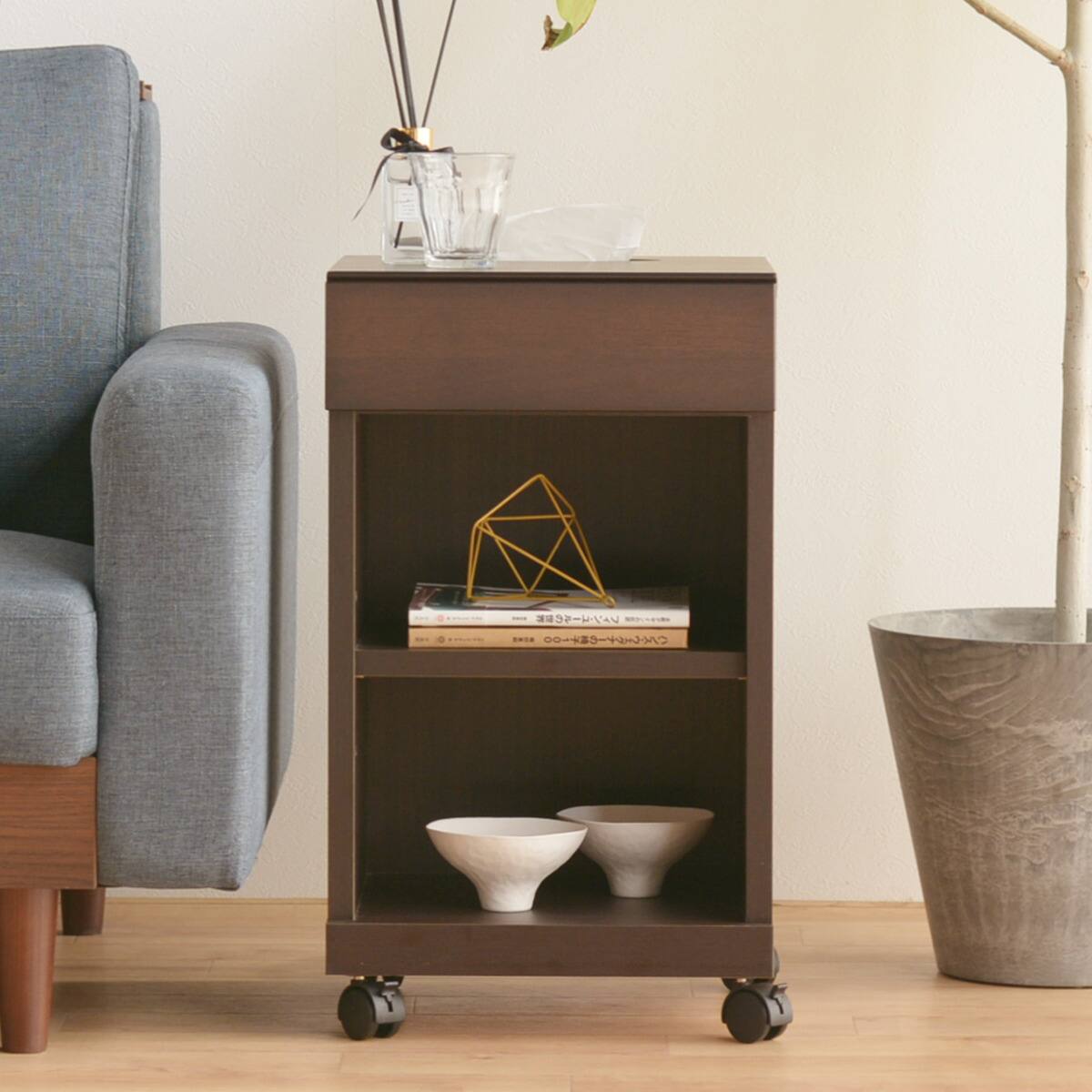 ティッシュ箱も入るサイドテーブル(ハイタイプ DBR) | ニトリネット