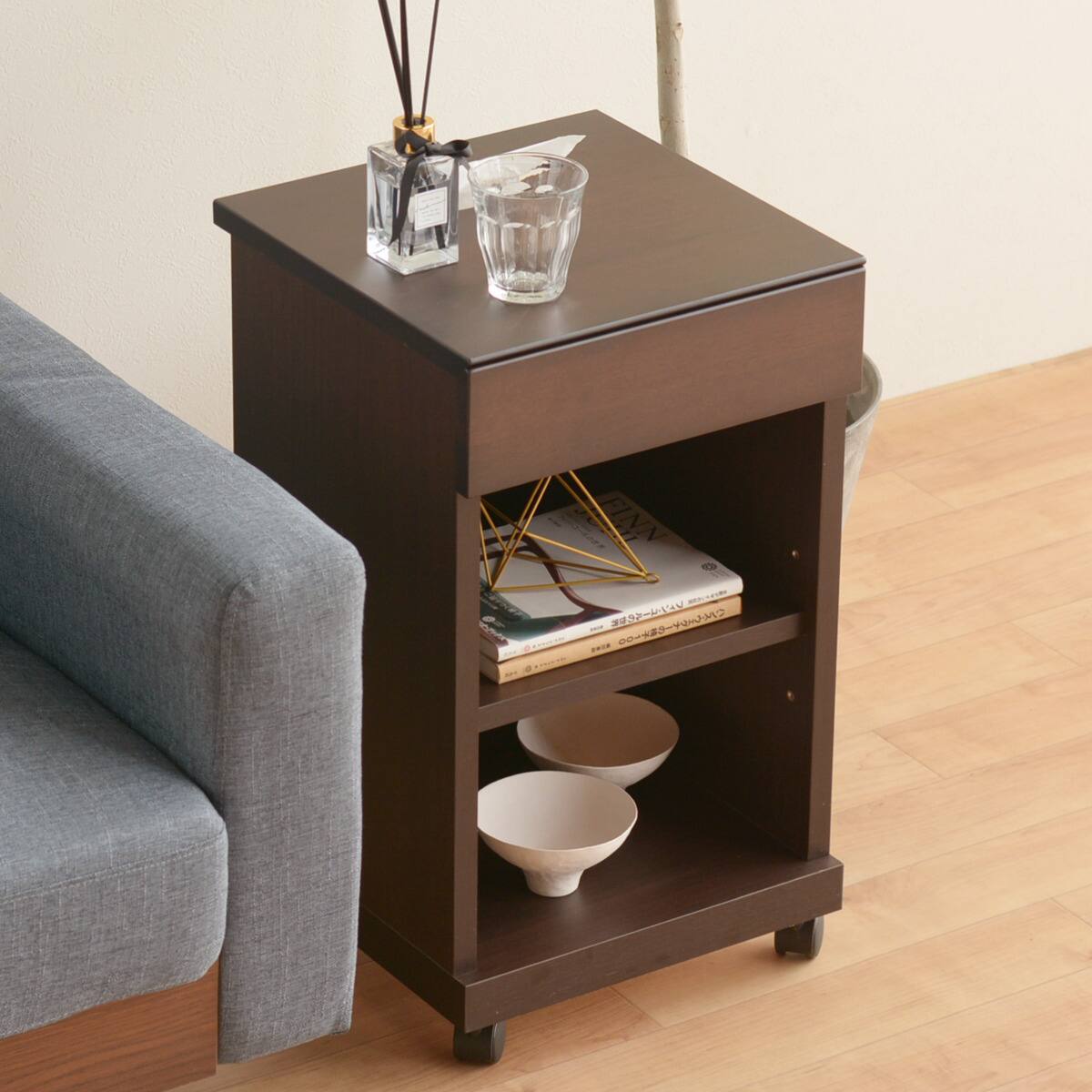 ティッシュ箱も入るサイドテーブル(ハイタイプ DBR) | ニトリネット