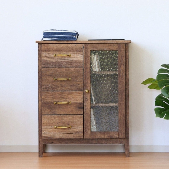 ヴィンテージ風キャビネット (幅70cm DBR) 1枚目画像