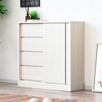 カウンター下やリビングにも使える薄型キャビネット(幅89.5cm WH)