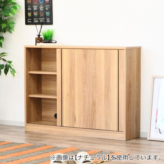 カウンター下やリビングにも使える薄型キャビネット(幅119.5cm WH) 3枚目画像