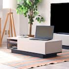 グレージュカラーの引き出し付きセンターテーブル (幅110cm) 1枚目画像