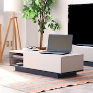 グレージュカラーの引き出し付きセンターテーブル(幅110cm)