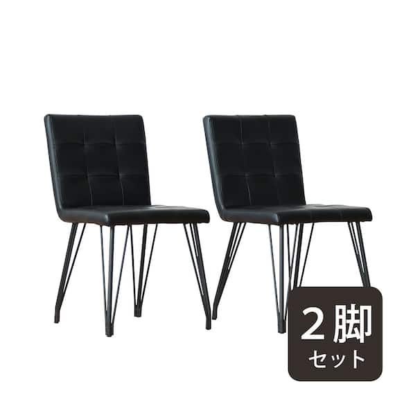 ヴィンテージ風ダイニングチェア 2脚セット (BK) 1枚目画像