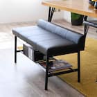 ヴィンテージ風 棚付きベンチ (BK) 1枚目画像