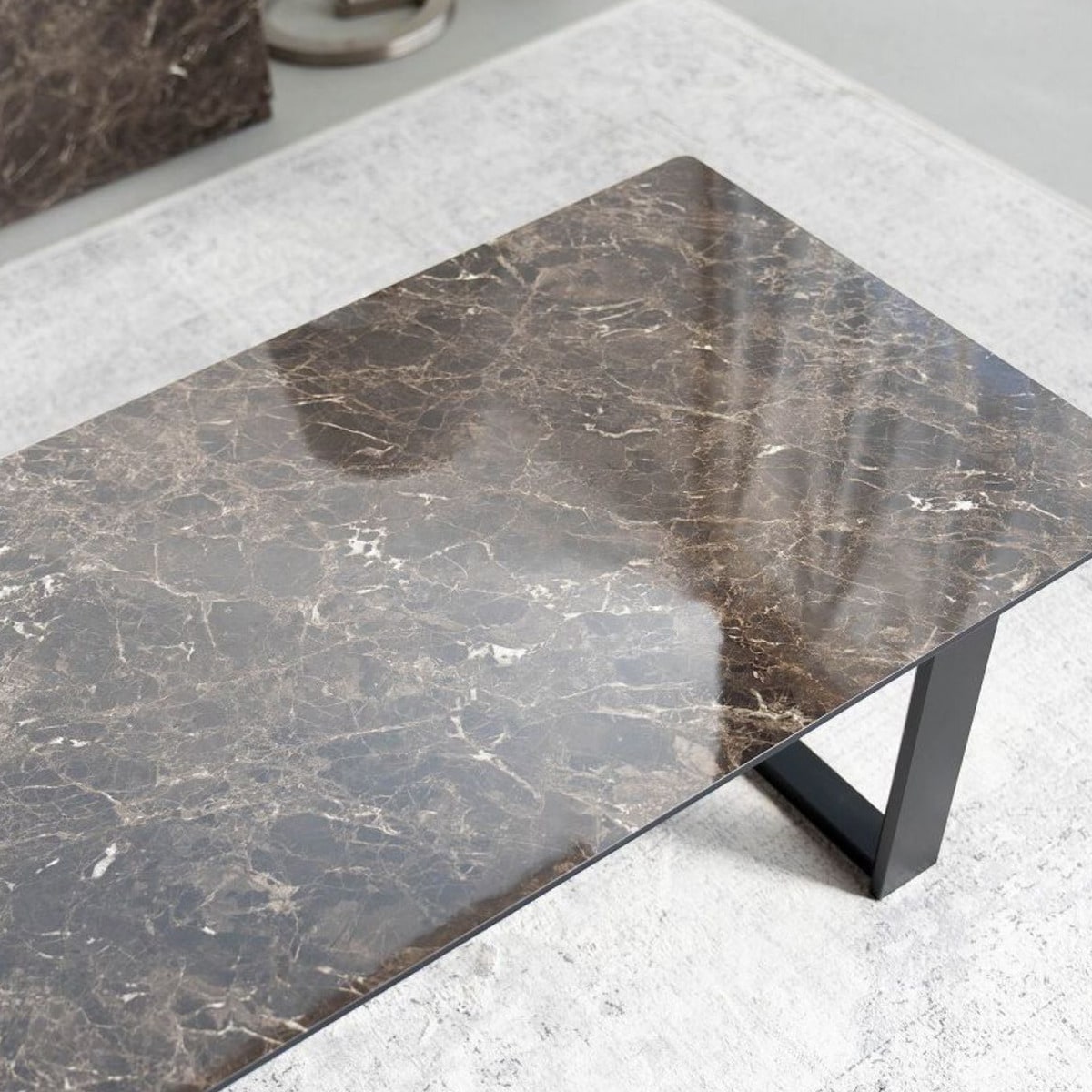 光沢のある大理石柄センターテーブル (BK) | ニトリネット【公式