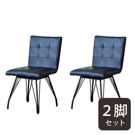 ヴィンテージ風回転チェア 2脚セット (BK) 1枚目画像
