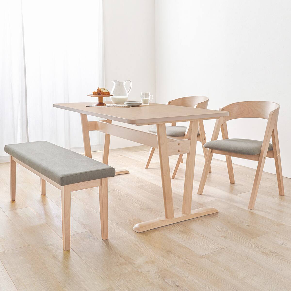 やさしい色味のビーチ材ダイニング4点セット (NA/LGY) | ニトリネット