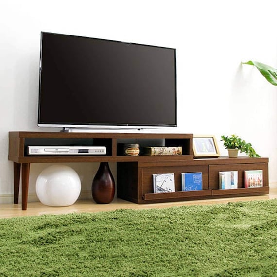 奥行き30cmの薄型伸長式テレビ台 (幅105-196cm DBR) 1枚目画像