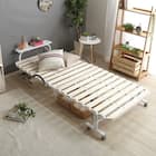 棚・コンセント・キャスター付き 折りたたみスノコベッド(WH) 1枚目画像