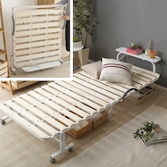 棚・コンセント・キャスター付き 折りたたみスノコベッド(WH)