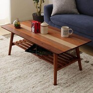 4種類の木目のコントラストが美しい折りたたみ式センターテーブル(W100)【期間限定価格:11/28~1/5まで】