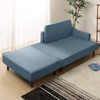 コンパクト片肘カウチソファ スツール付き 布張りタイプ (BL) 1枚目画像