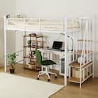 高さ2段階式階段付きロフトベッド(WH) 1枚目画像