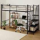 高さ2段階式階段付きロフトベッド(BK) 1枚目画像