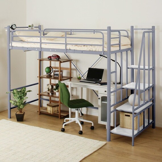 高さ2段階式階段付きロフトベッド(SV) 1枚目画像