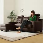 ヘッドレスト2個付き L型カウチソファ (DBR) 4枚目画像