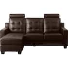 ヘッドレスト2個付き L型カウチソファ (DBR) 9枚目画像