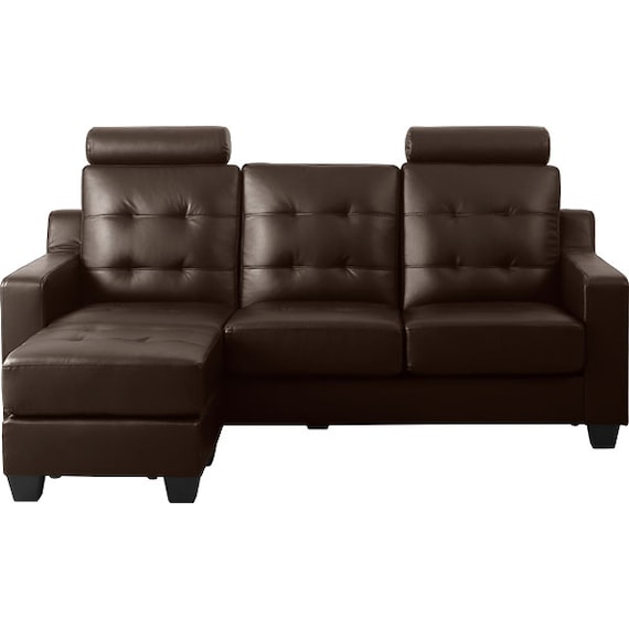 ヘッドレスト2個付き L型カウチソファ (DBR) 9枚目画像